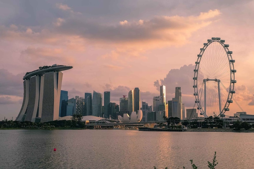 The Marina Bay Sands hotel, Singapore's signature skyline, and the Singapore Flyer. 1