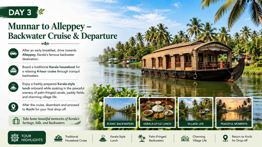 Picture 3 for Activity Kochi: 3-Day Kerala Tour with Munnar and Alleppey Cruise 4