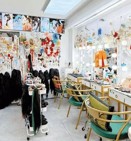 A salon with multiple chairs, mirrors, and various hairdressing tools. 3