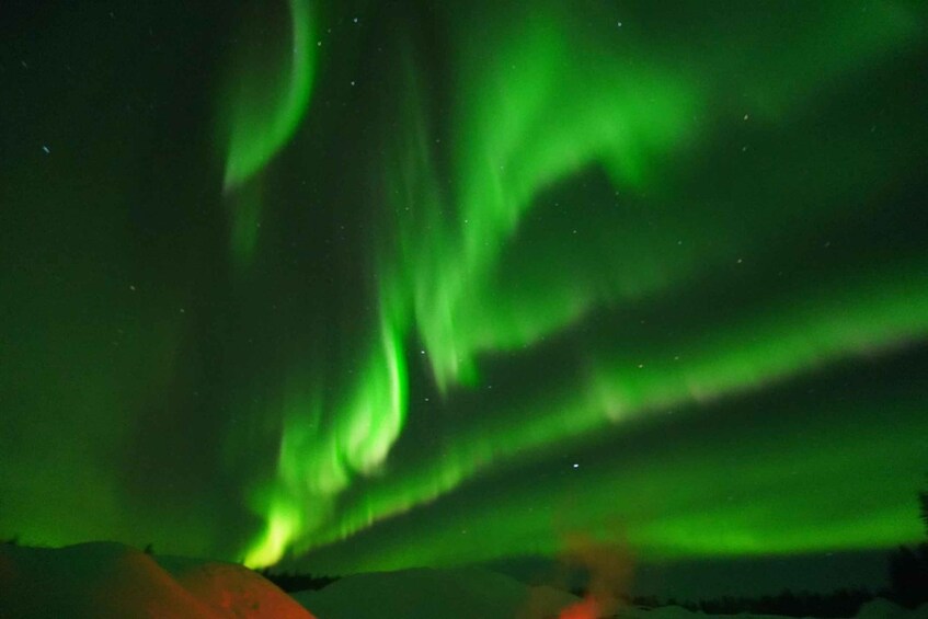 The Northern Lights (Aurora Borealis) in a dark sky. 1