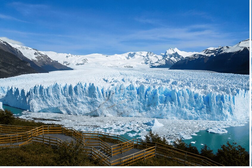 A glacier with a viewing platform. 3