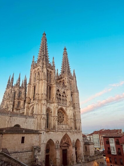 A Gothic cathedral with intricate spires and detailed stonework. 2