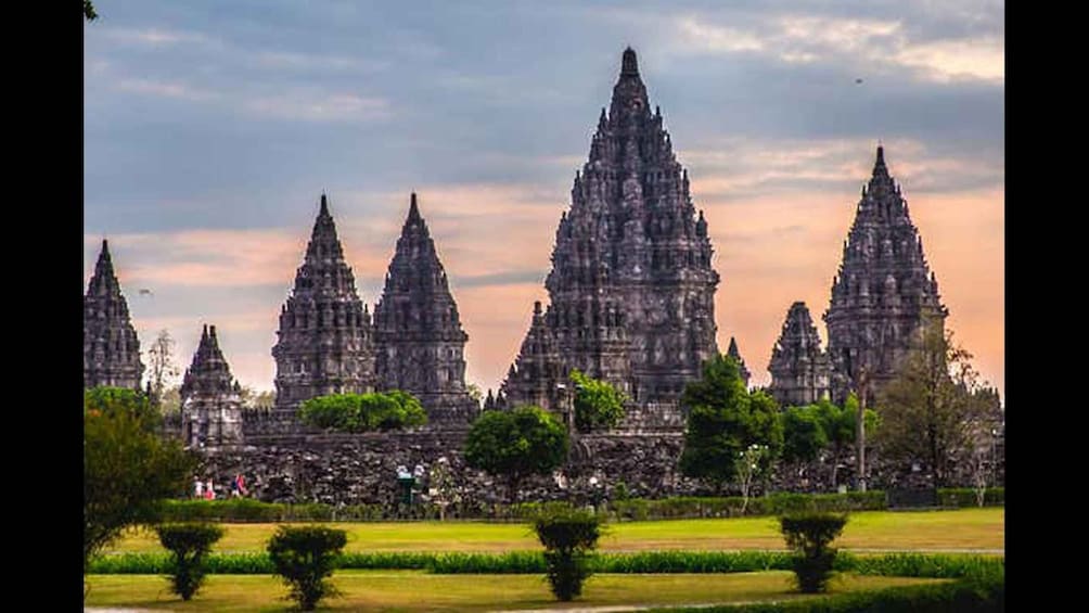A temple complex with multiple tiered structures. 3