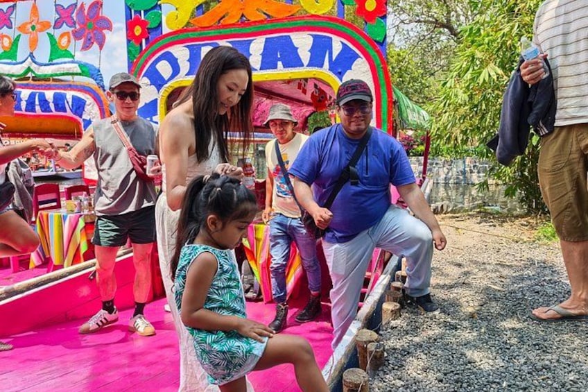 A colorful amusement park ride with a vibrant, multicolored design. 1