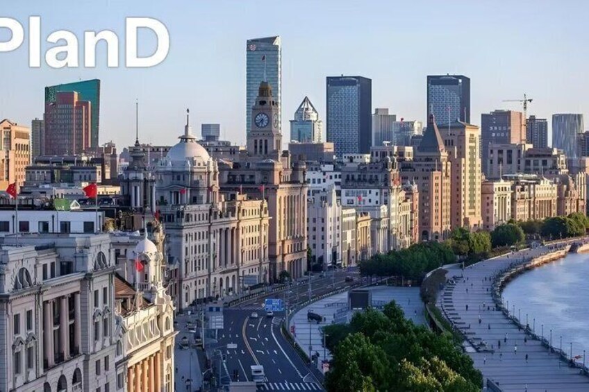 A cityscape with historic buildings, a river, and modern skyscrapers. 4