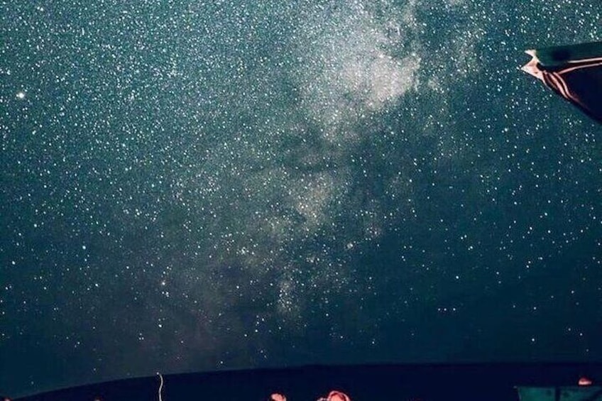 A starry night sky with a visible Milky Way. 4