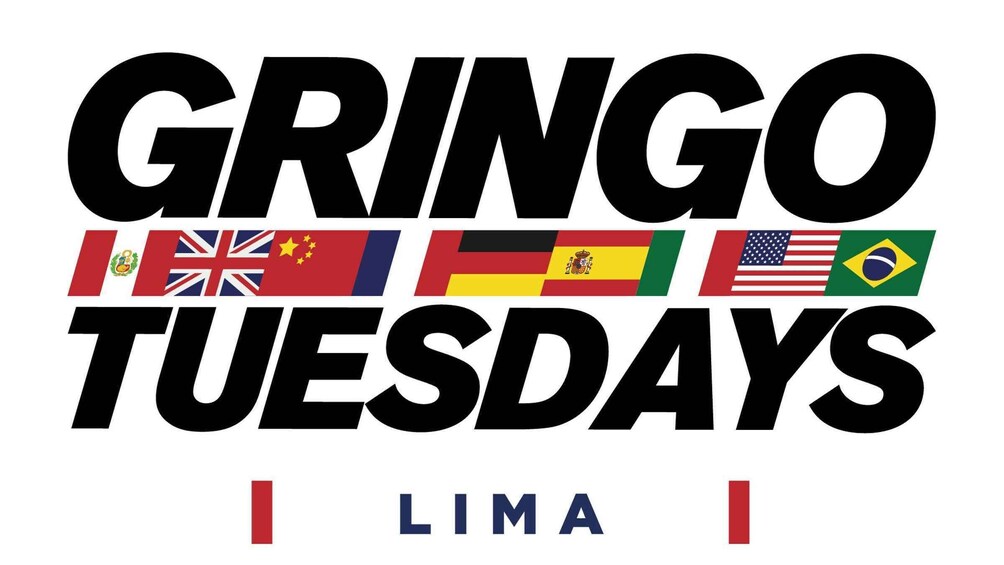 The text 'GRINGO TUESDAYS' with flags of various countries. 1