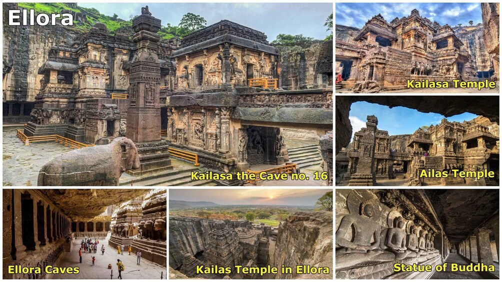 Ancient temples, caves, and a Buddha statue in Ellora. 2
