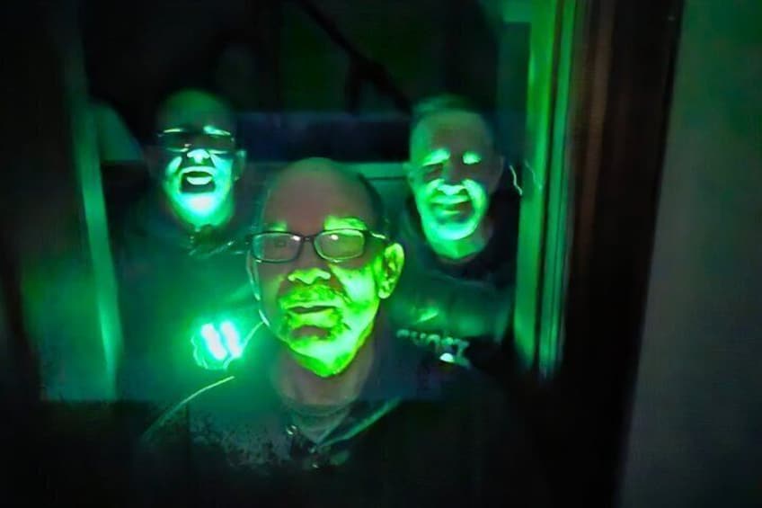 A person with a green glow effect. 4