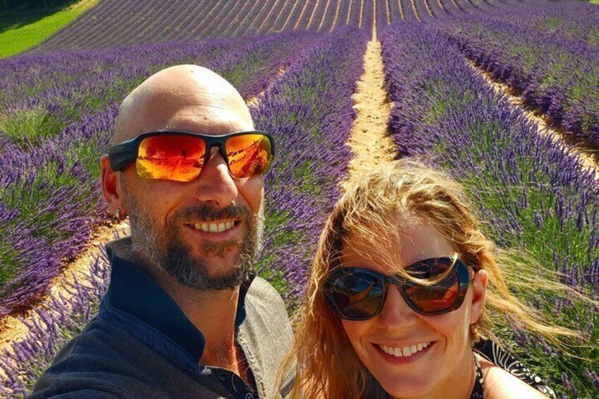 Two people in a lavender field. 2
