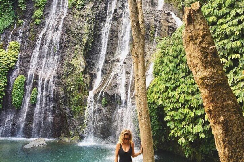 A waterfall surrounded by lush greenery. 3