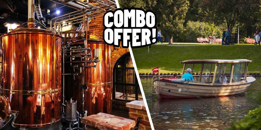 A copper still and a boat on a river. 1