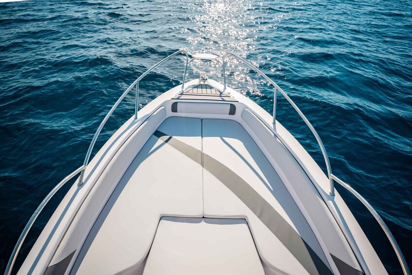 A boat's bow on water. 5