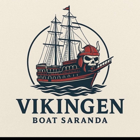 A Viking ship with a skull and crossbones, sailing on water. 4