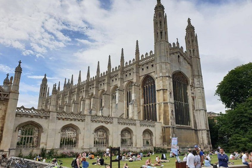 A historic cathedral with tall spires and large arched windows. 5