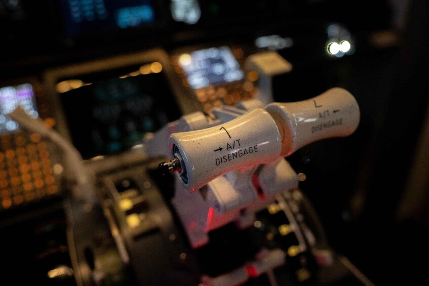 A close-up of a disengage lever labeled 'L' on a control panel. 5