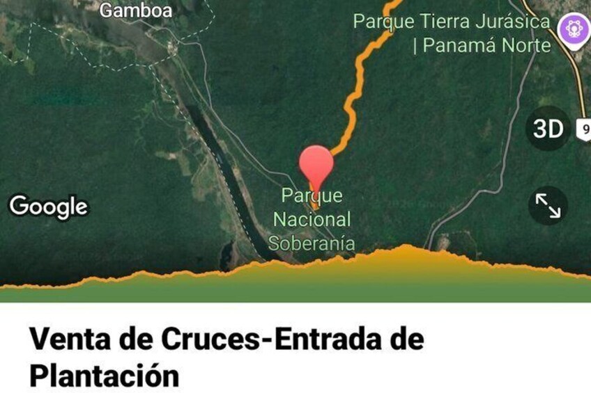 A map with Parque Nacional Soberanía and Parque Tierra Jurásica | Panama Norte. 2