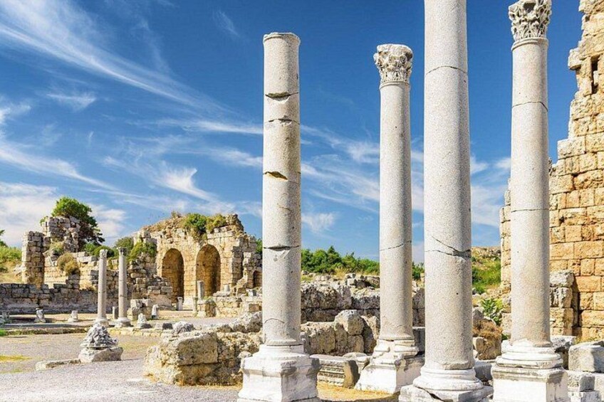 Ancient ruins with columns and arches. 3