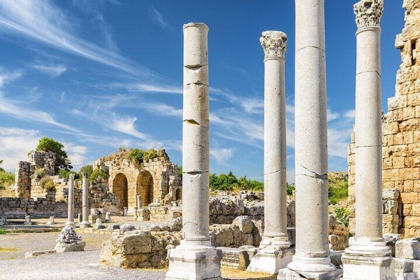 Ancient ruins with columns and arches. 3