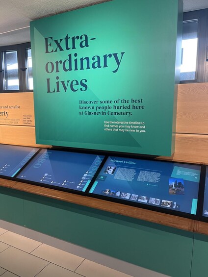 An informational display about Glasnevin Cemetery with a focus on notable burials. 4