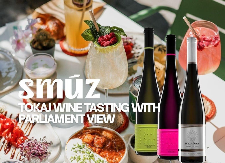 A wine tasting event with various drinks and dishes. 5