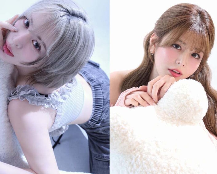 A person with short hair and another with long hair, both in a seated position. 4