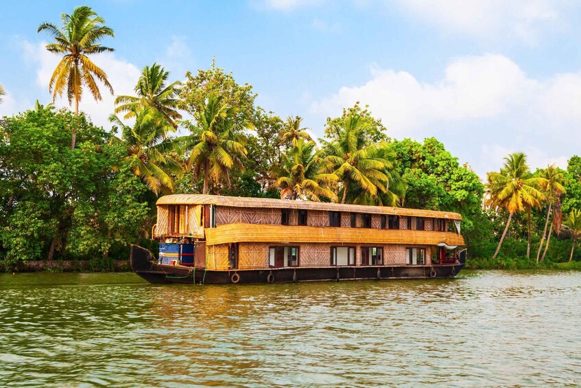 Une maison flottante sur l’eau, entourée de palmiers. 5