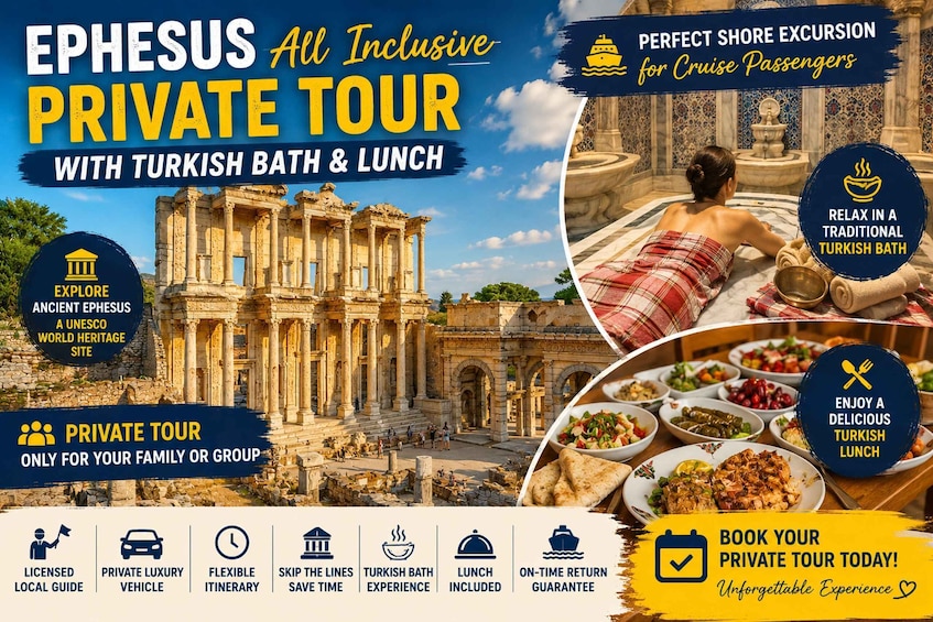 A private tour of Ephesus with a Turkish bath and lunch. 1