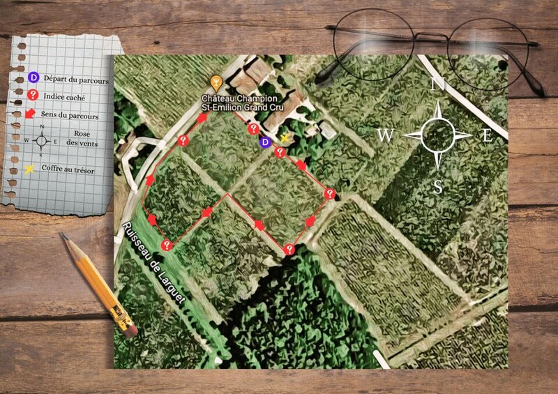 A map with marked locations and a compass rose. 5