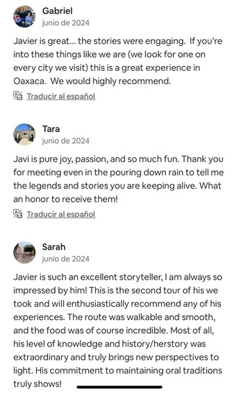 A testimonial about Javier's storytelling experience. 5