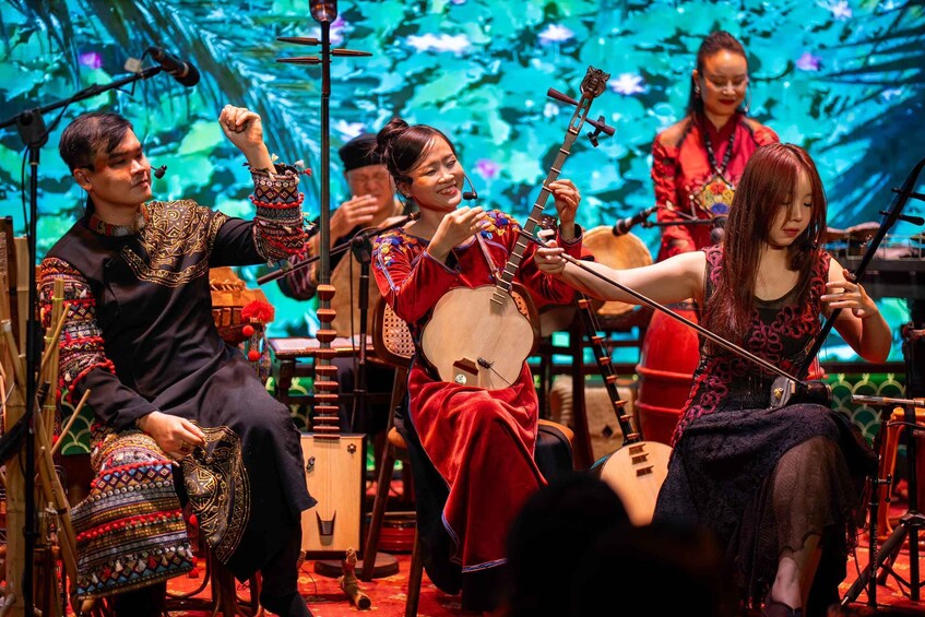 A group of musicians performing with traditional string instruments. 1