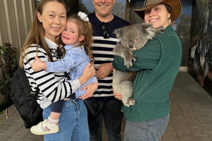 A family with a koala. 5