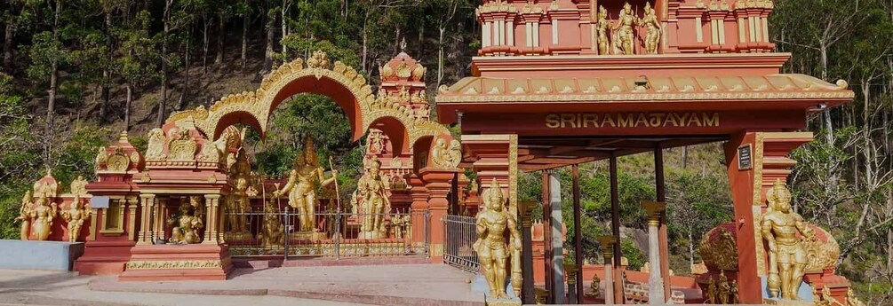 A temple with ornate architecture and statues, labeled 'SRIRAMAJAYAM.' 4