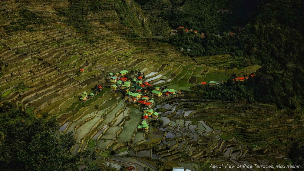 An aerial view of rice terraces in Max Mishin. 4