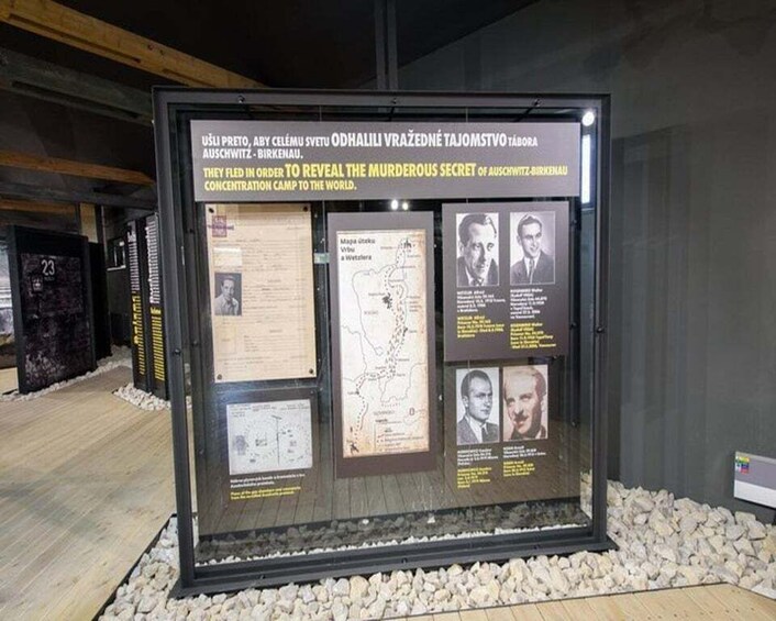 An informational display about Auschwitz concentration camp. 3