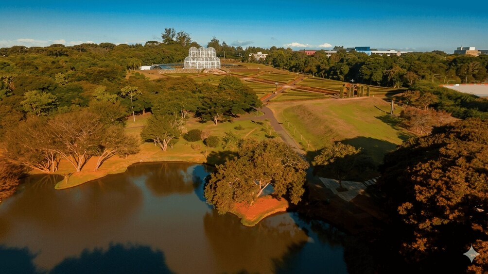A greenhouse, a lake, and a golf course. 4