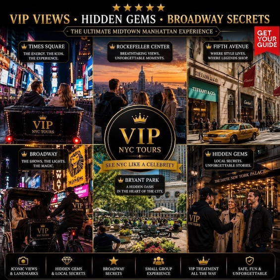 Times Square, Rockefeller Center, Fifth Avenue, Broadway, Bryant Park, and hidden gems in NYC. 3