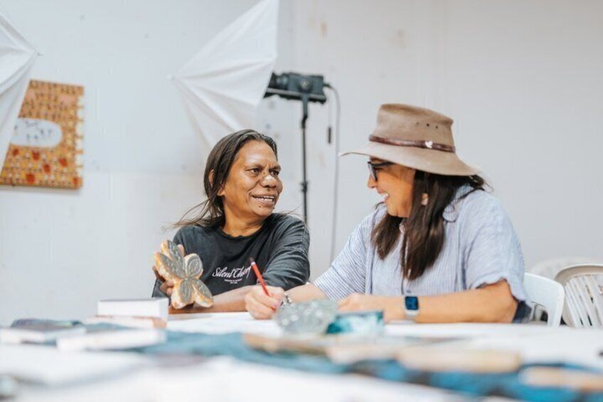 Textile Block Printing Workshop with Aboriginal Artists 1