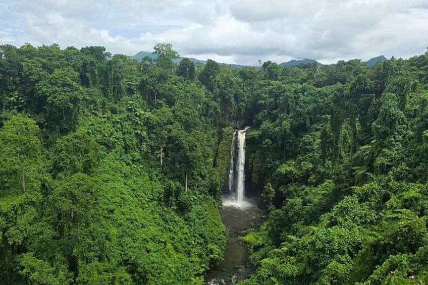 A waterfall surrounded by dense forest. 2