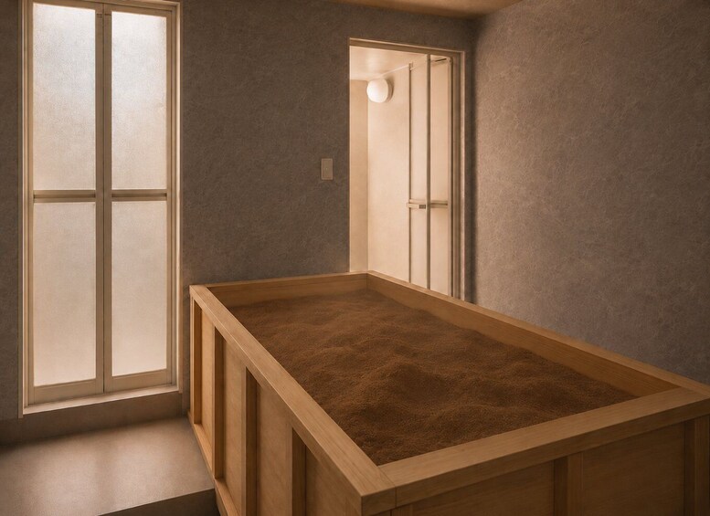 A room with a wooden table, a window, and a door. 3