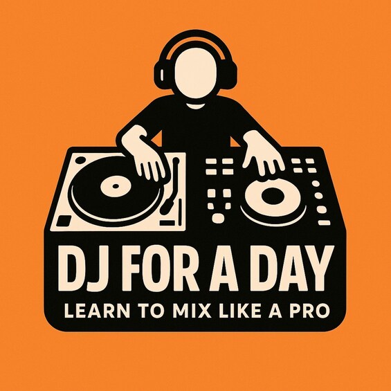A DJ icon with headphones and turntables, and text 'DJ FOR A DAY LEARN TO MIX LIKE A PRO'. 5