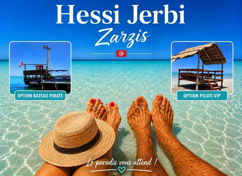 A beach scene with clear turquoise water, a boat named 'Kastel,' and a wooden structure. 2