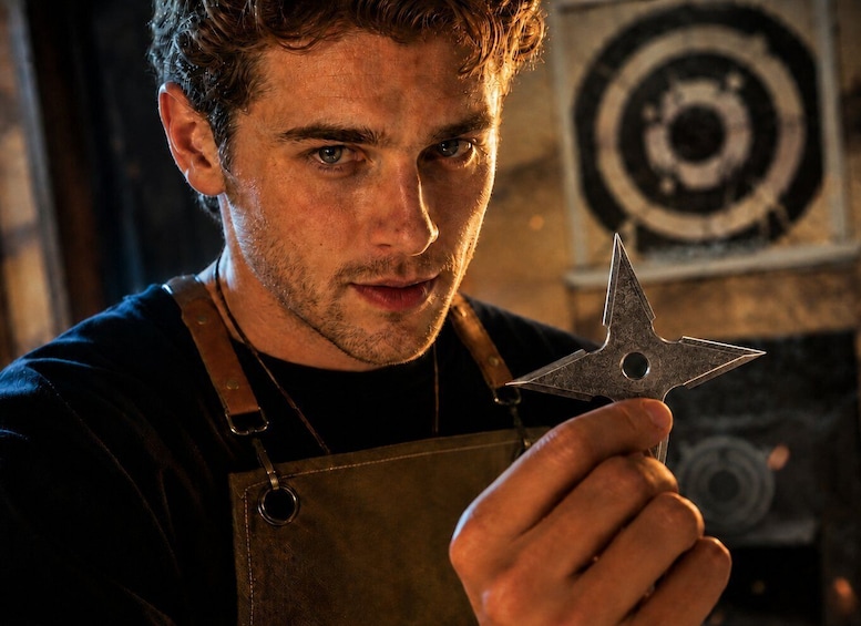 A person holding a star-shaped tool. 3