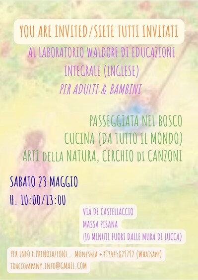 An event invitation with details in Italian, including the date, time, and location. 4