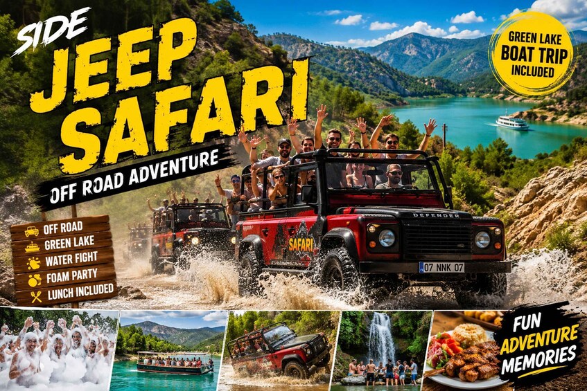A Jeep Safari off-road adventure with a boat trip to Green Lake, including water fights and a foam party. 1