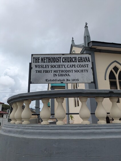 A signboard for The Methodist Church Ghana Wesley Society, Cape Coast, established in 1835. 5