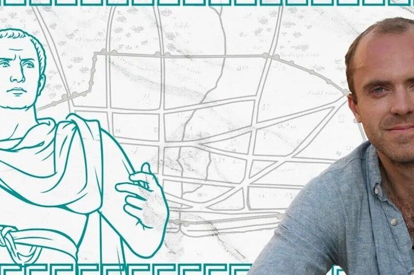 A person with a map in the background. 1