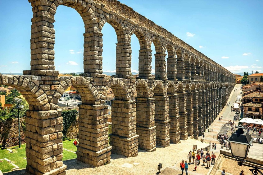 Ancient stone arches of a historical aqueduct. 5