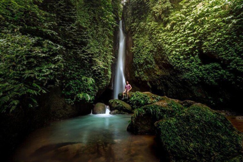 A waterfall surrounded by lush greenery. 4