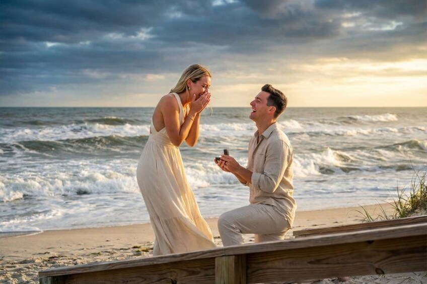 Sunset Surprise Beach Proposal with Photos in Jacksonville 1